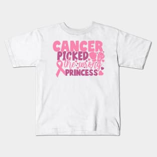 breast cancer picked wrong princess Kids T-Shirt